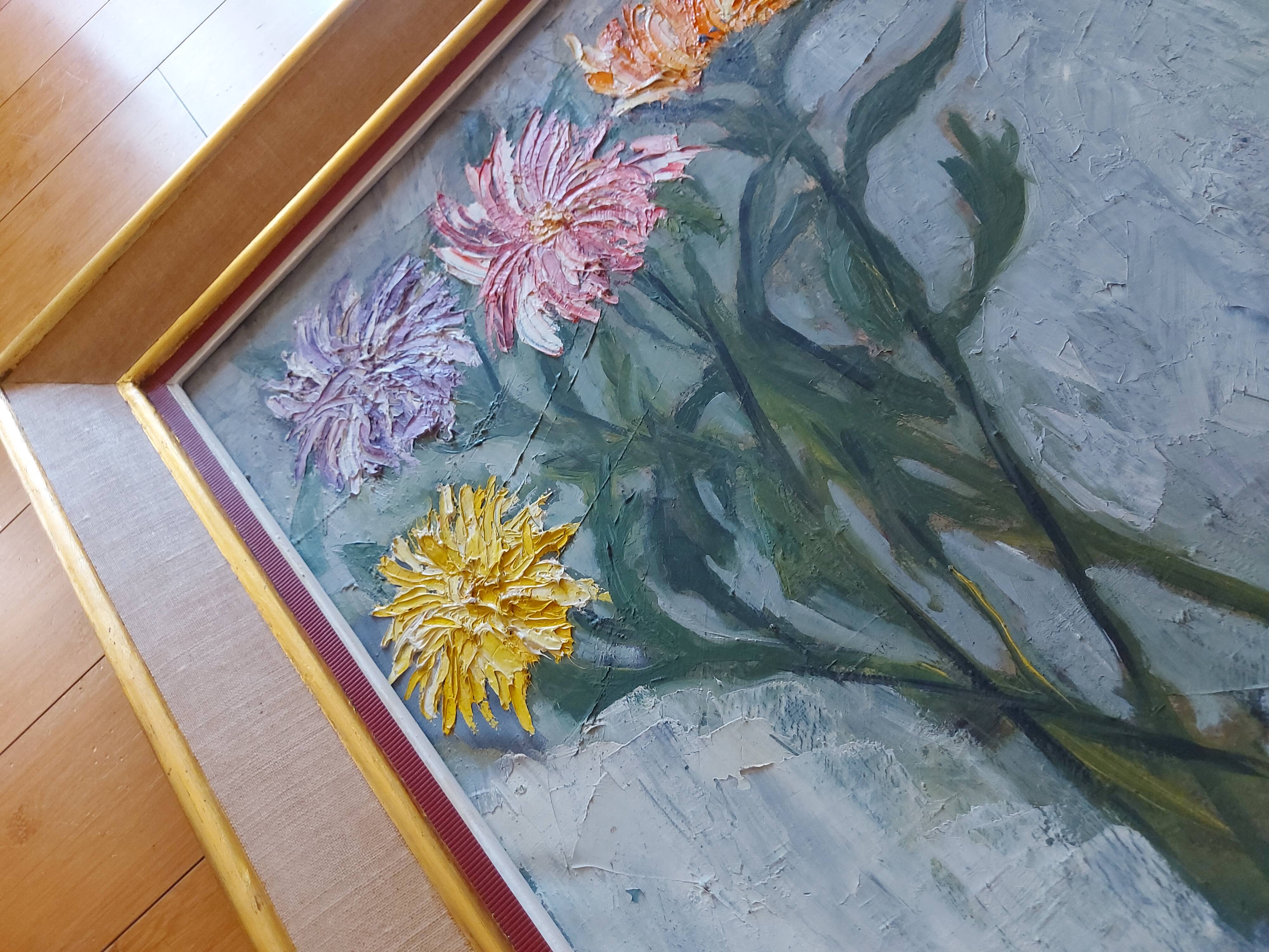 Oil painting signed 60'S, bouquet of flowers