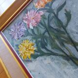 Oil painting signed 60'S, bouquet of flowers