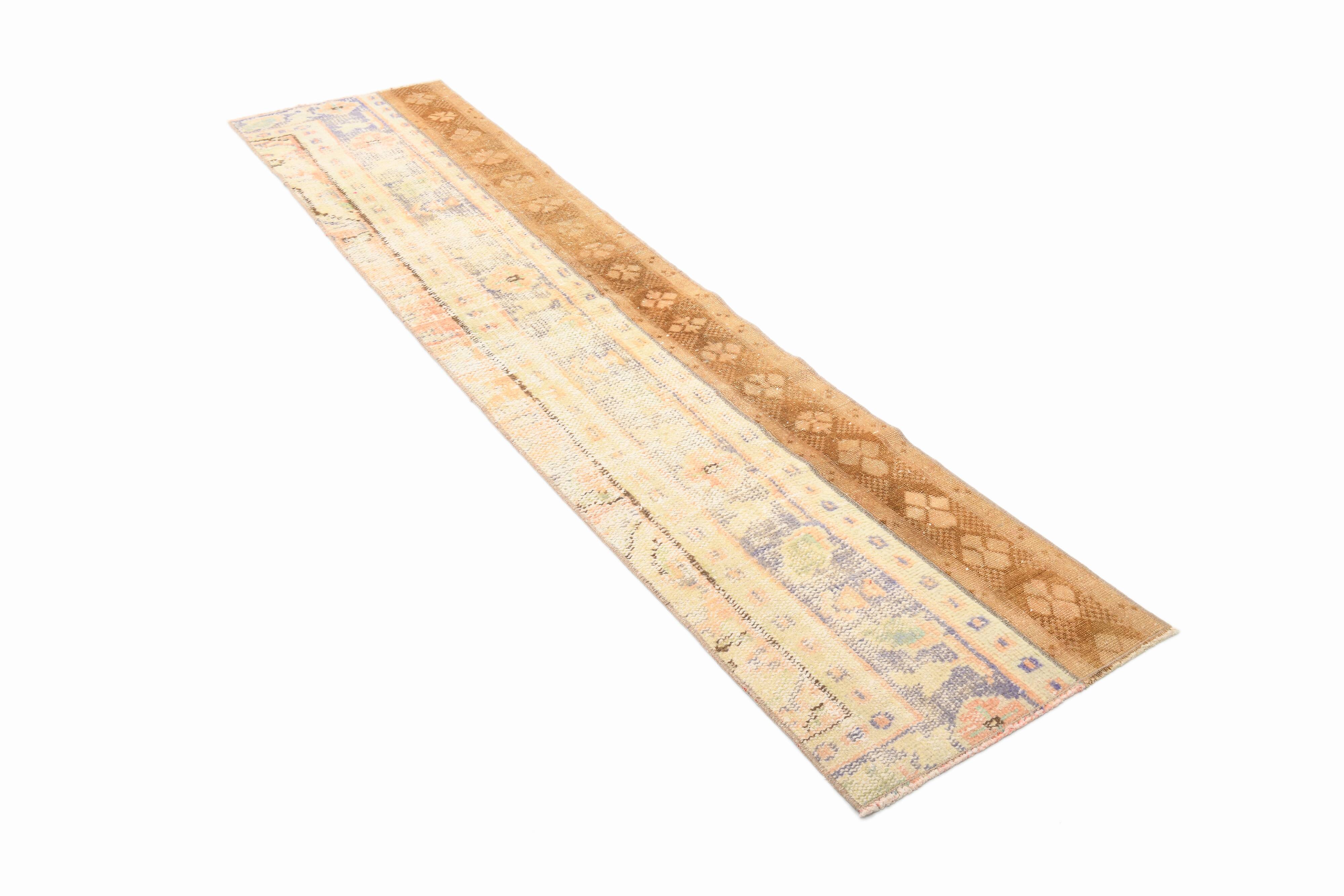 Tapis de couloir vintage pêche et crème 2x8, 57x246 cm