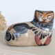 Cat figurine in Tonalá pottery, Mexico, handmade folk art.