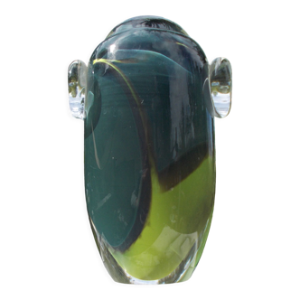 Glassware art vase unsigned handcrafted work