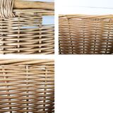 Panier Vintage Anse Rangement Mid Century Panier en osier tressé marron Travail manuel Hygge Skandi