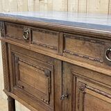 Louis XVI style oak server with marble top