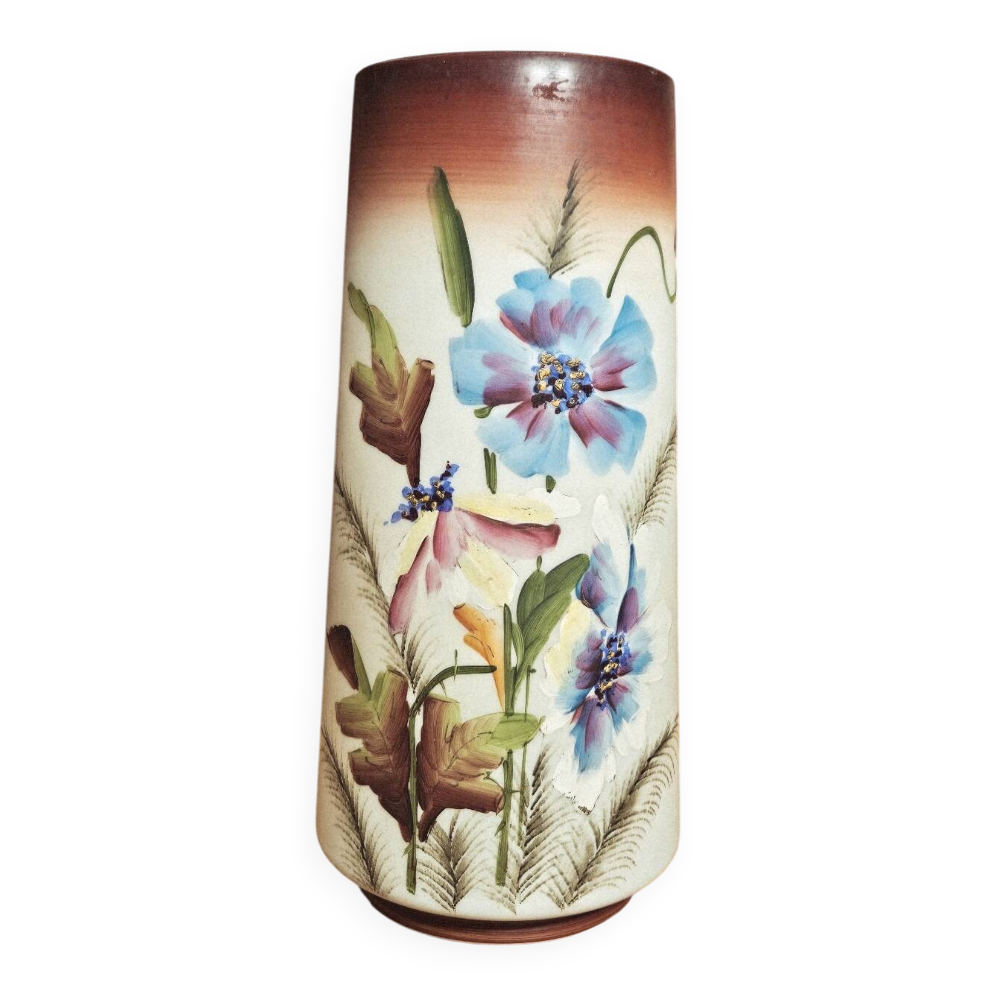 Antique Opaline Vase with Floral Decoration 1900 Art Nouveau