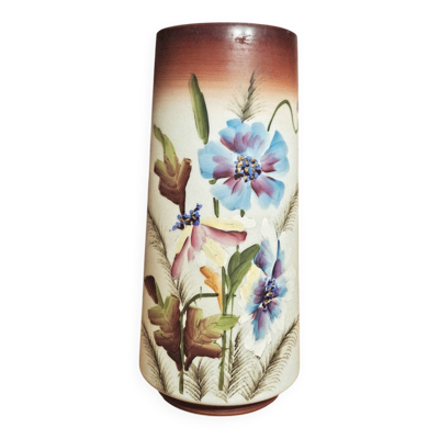 Ancien Vase En Opaline Decor Floral 1900 Art Nouveau