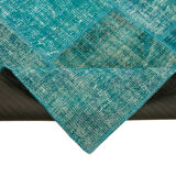 Tapis turc surteint fait à la main 172 cm x 238 cm tapis patchwork turquoise