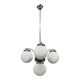 Czech Art Deco Chandelier from the 1930s with Four Opaline Glass Shades