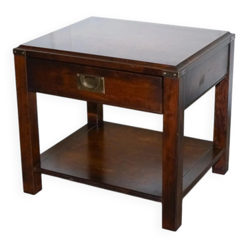 Vintage Military Campaign Nightstand in Mahogany and Brass