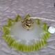 Pleated Frosted Glass Lampshade with Green Ouraline Border, 19th Century