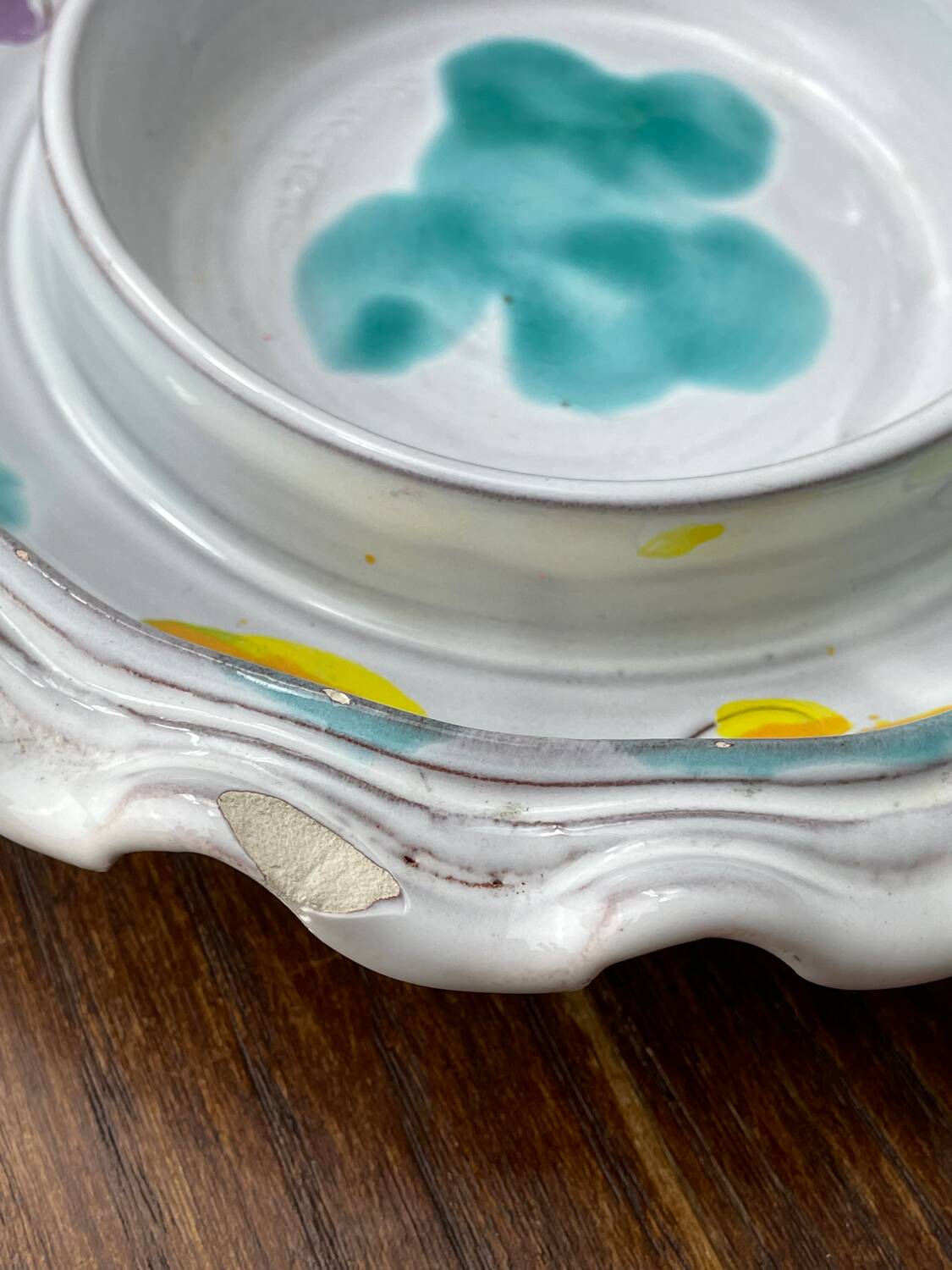 Vallauris ceramic corolla butter dish