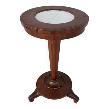 Art Nouveau side table in walnut and marble