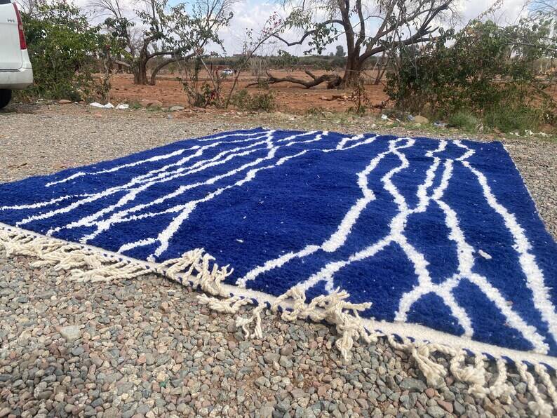 Moroccan blue decorated rug 200cmx300cm
