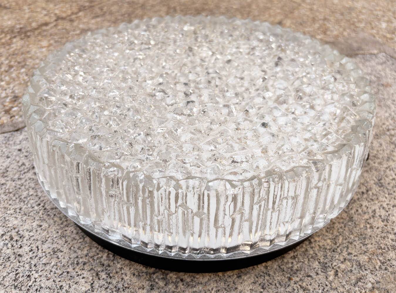 Holophane ceiling light in prismatic glass – 1960s industrial design