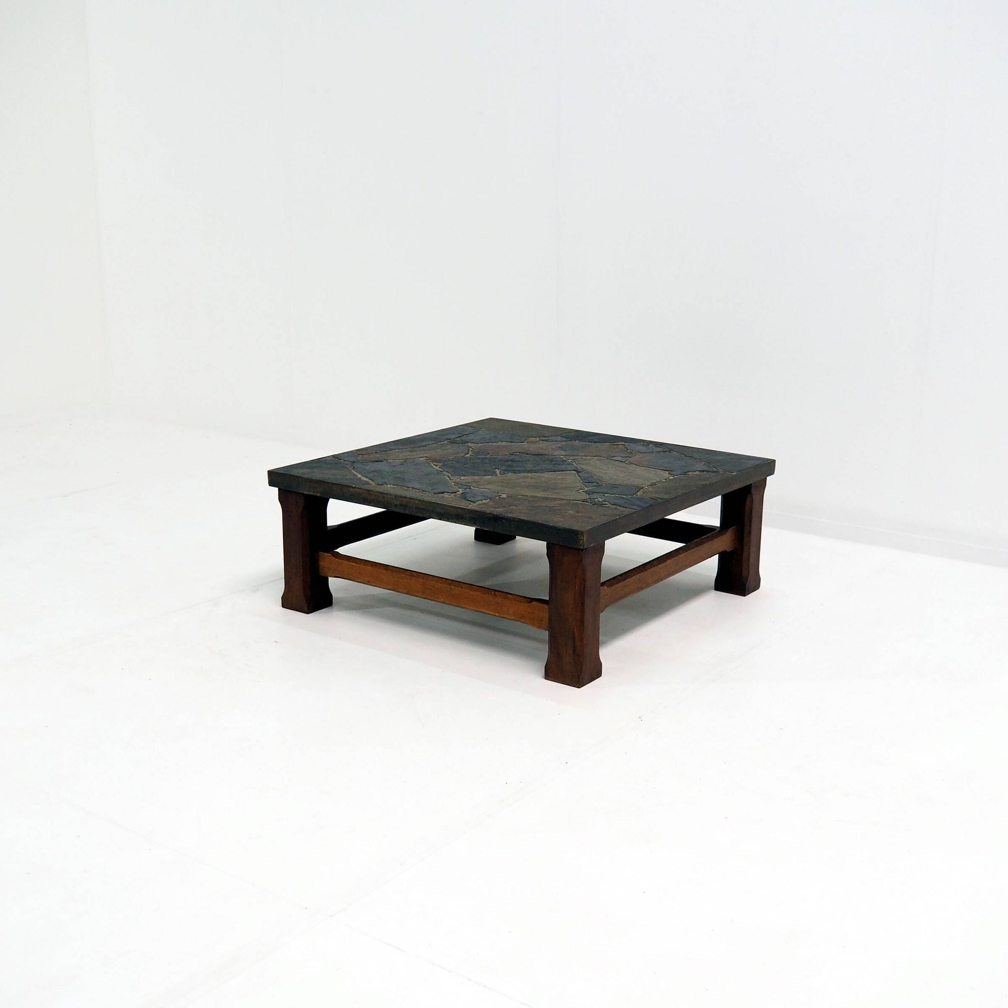 1960s Coffee Table made of Oak and Norwegian Sell Pillarguri Slate