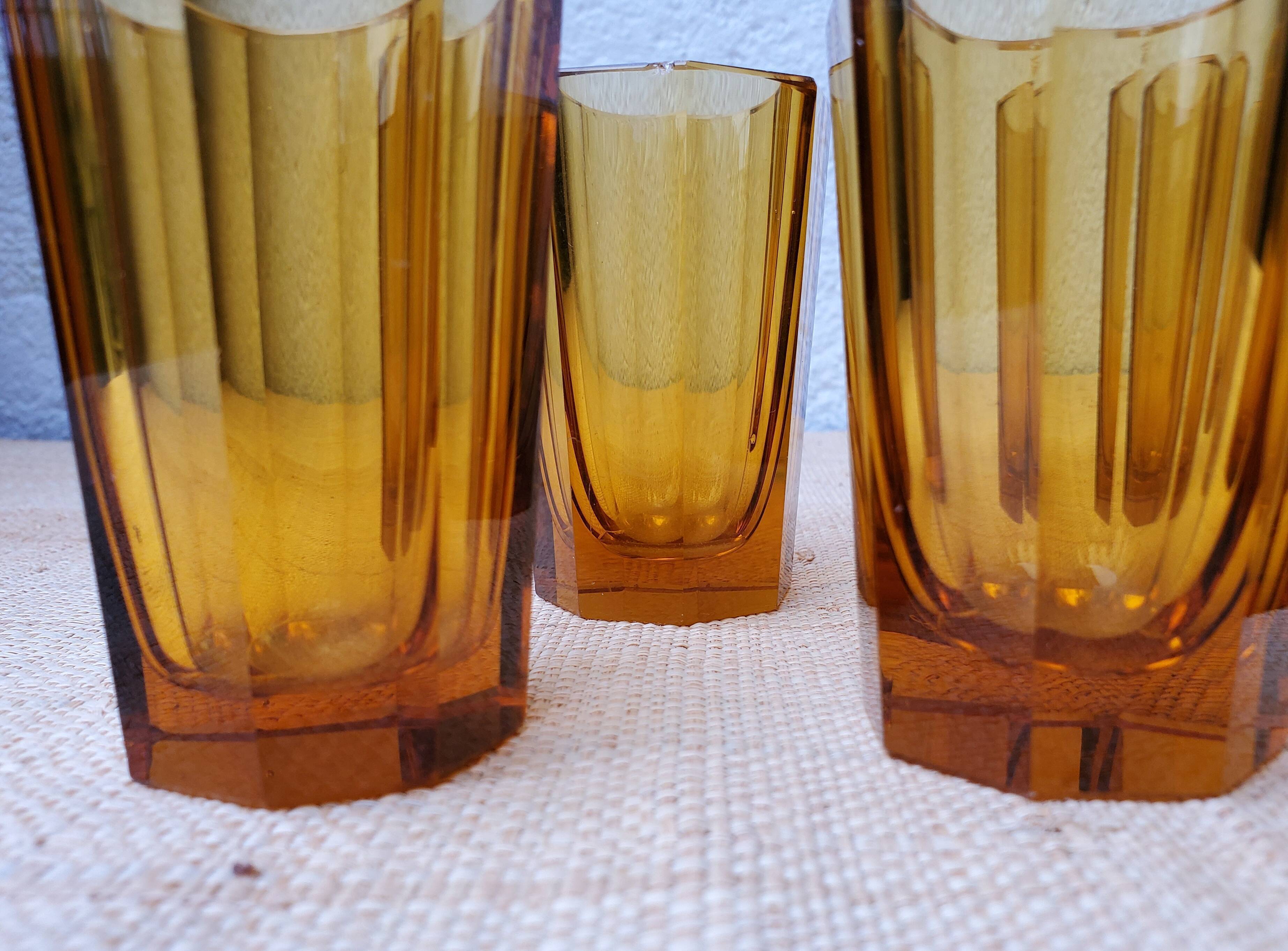 6 amber shot glasses