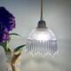 Suspension tulipe vintage en verre strié