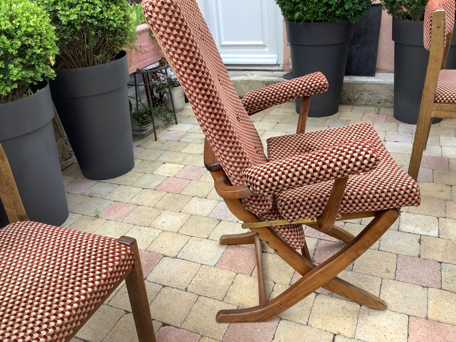 Fauteuil et 2 chaises Baumann en velours vintage