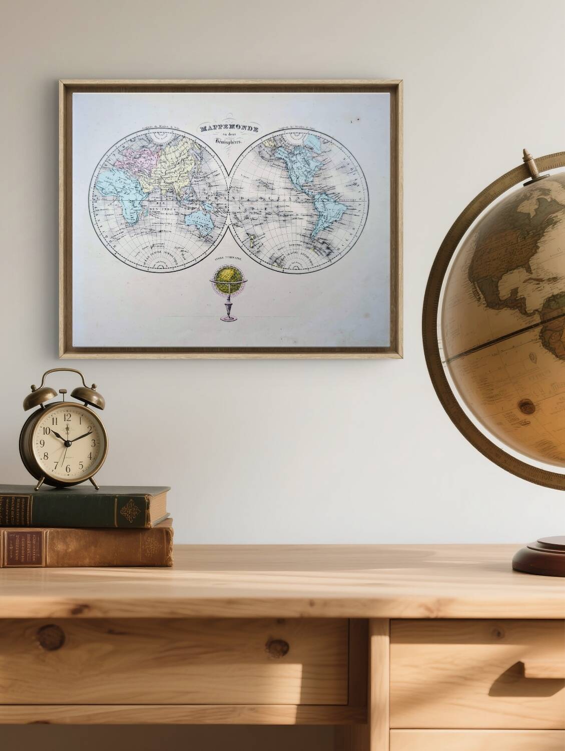 Antique world map, printed in 1852