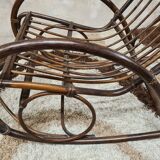 Rocking-chair en bambou rotin 1970 vintage