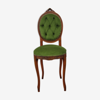 Chaise de chambre medaillon tissus vert