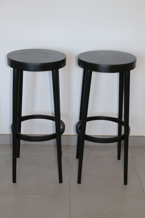 2 black baumann stools 785mm