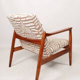 Fauteuil Jacquard Coral Vintage par Edmund Homa GFM 64, années 1960, Pologne Rénové MCM Design