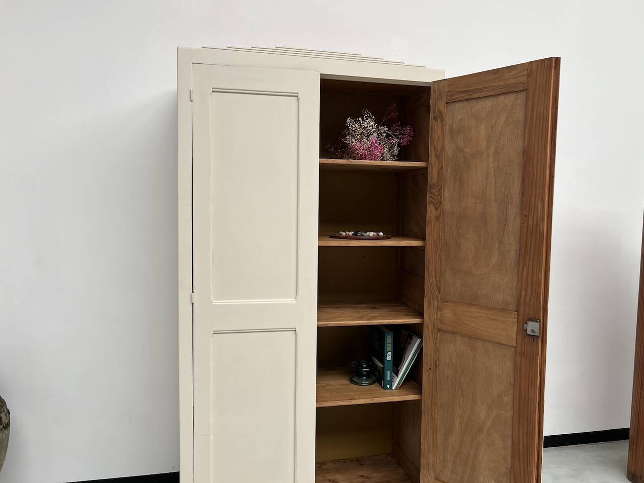Restored 1930 art deco wardrobe, pure linen color