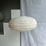 Suspension in rattan and natural japanese linen lantern shape h70 d50