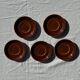 Set of 6 vintage brown glazed ceramic espresso cups with saucers.
