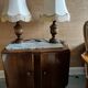 chevet Art Déco en chêne avec dessus en marbre