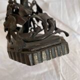 Daum Art Nouveau style lamp in wrought iron, unsigned