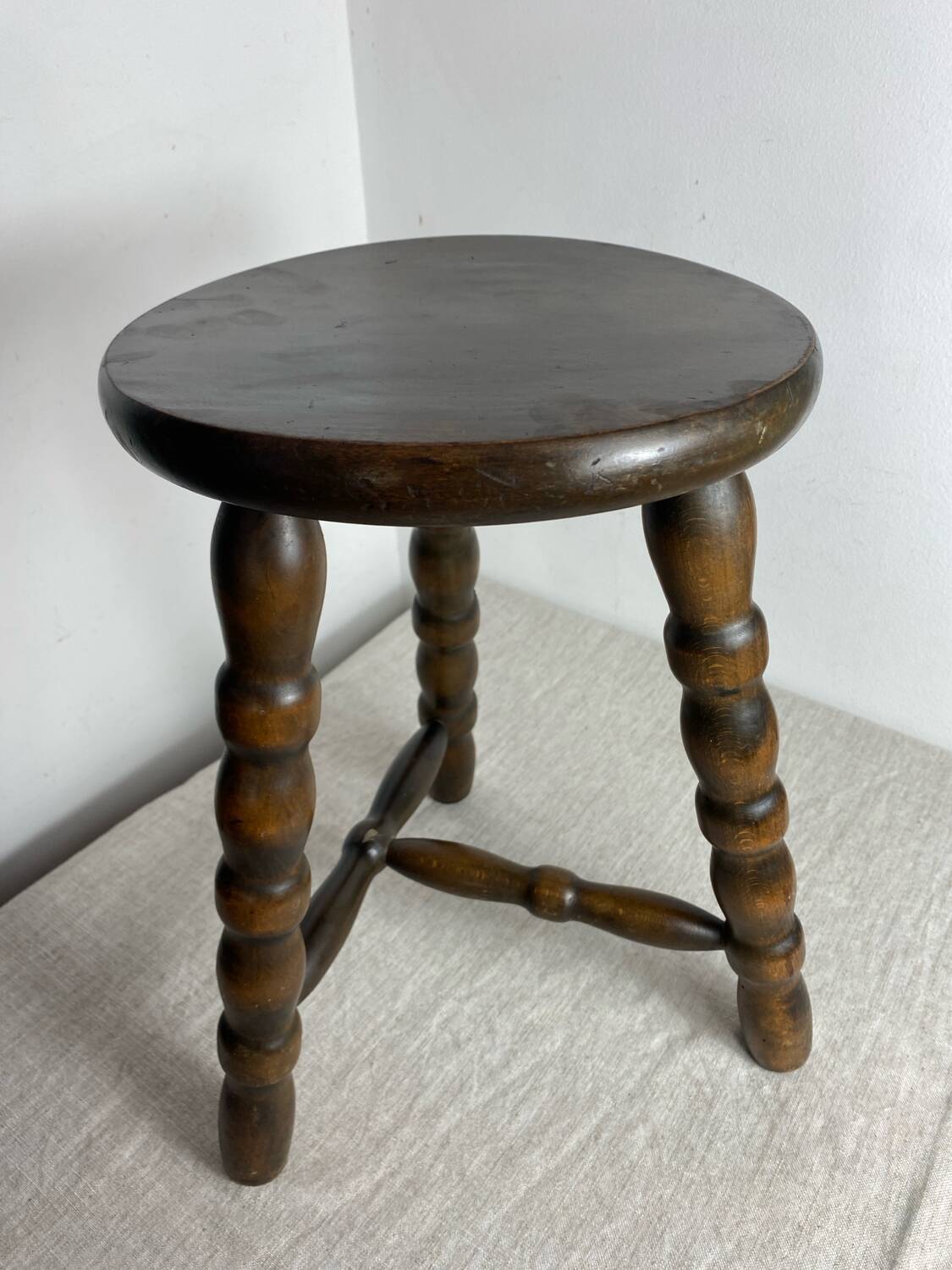 Turned wooden stool