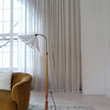 Organic Art Deco floor lamp in stained birch, Sweden, 1930s.