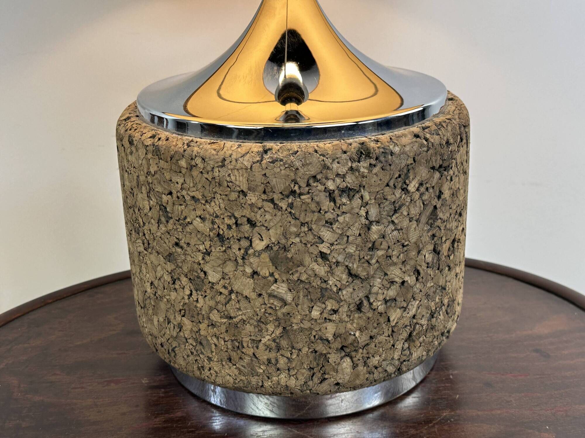 Vintage lamp in cork and chrome 1970