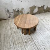 Circular elm coffee table from the 1950s