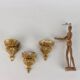 Group of 3 antique shelves "800" in carved wood and gold imitation marble.