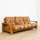 Solid elm sofa by Maison Regain from the 1970s.