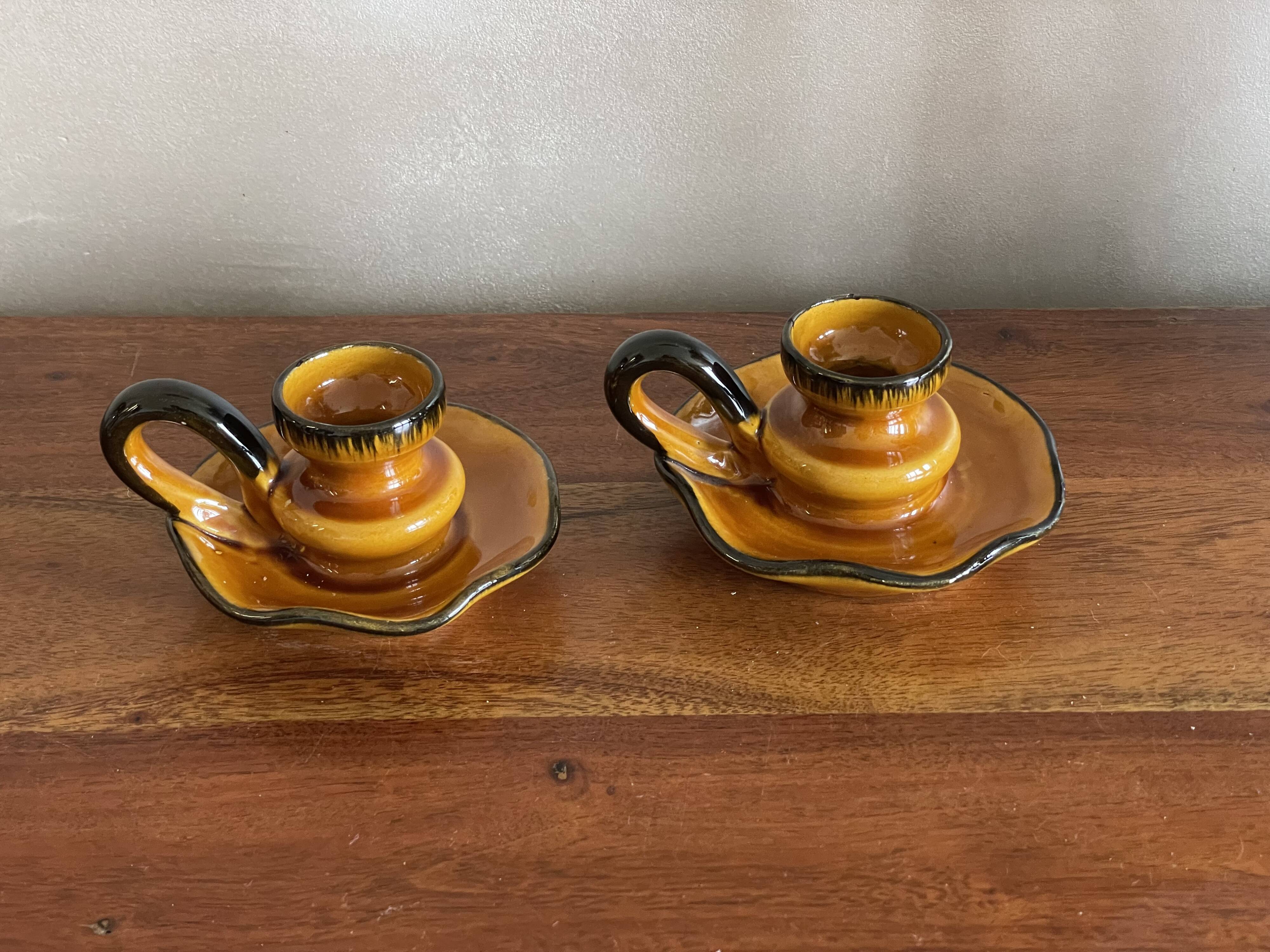 Vallauris hand candle holder duo