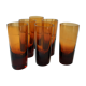 Set of 6 amber glasses with thick bottom 60s-70s
