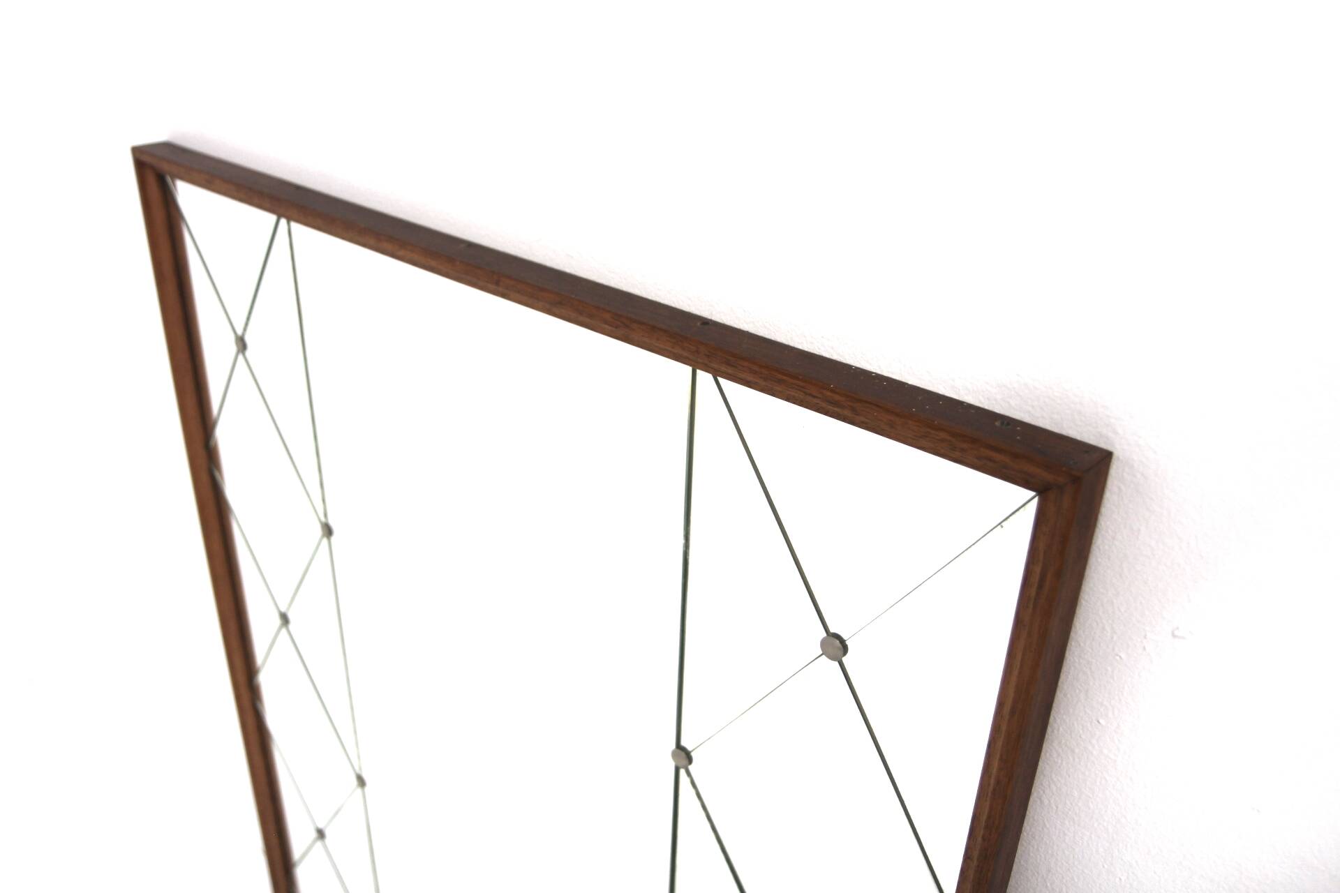 Scandinavian mirror in teak and metal, Sweden, 1960, 118x83cm
