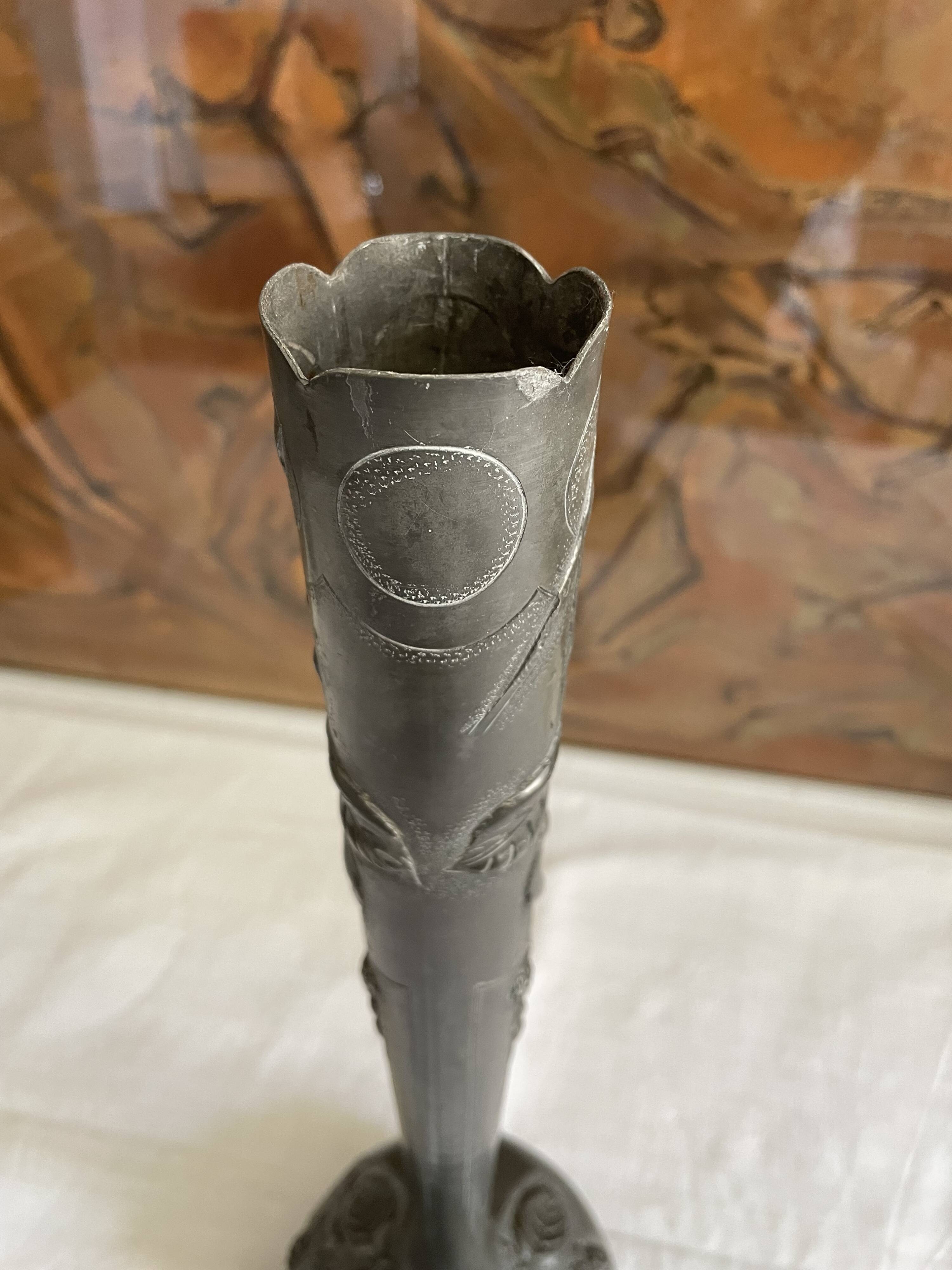 1900 art nouveau pewter vase