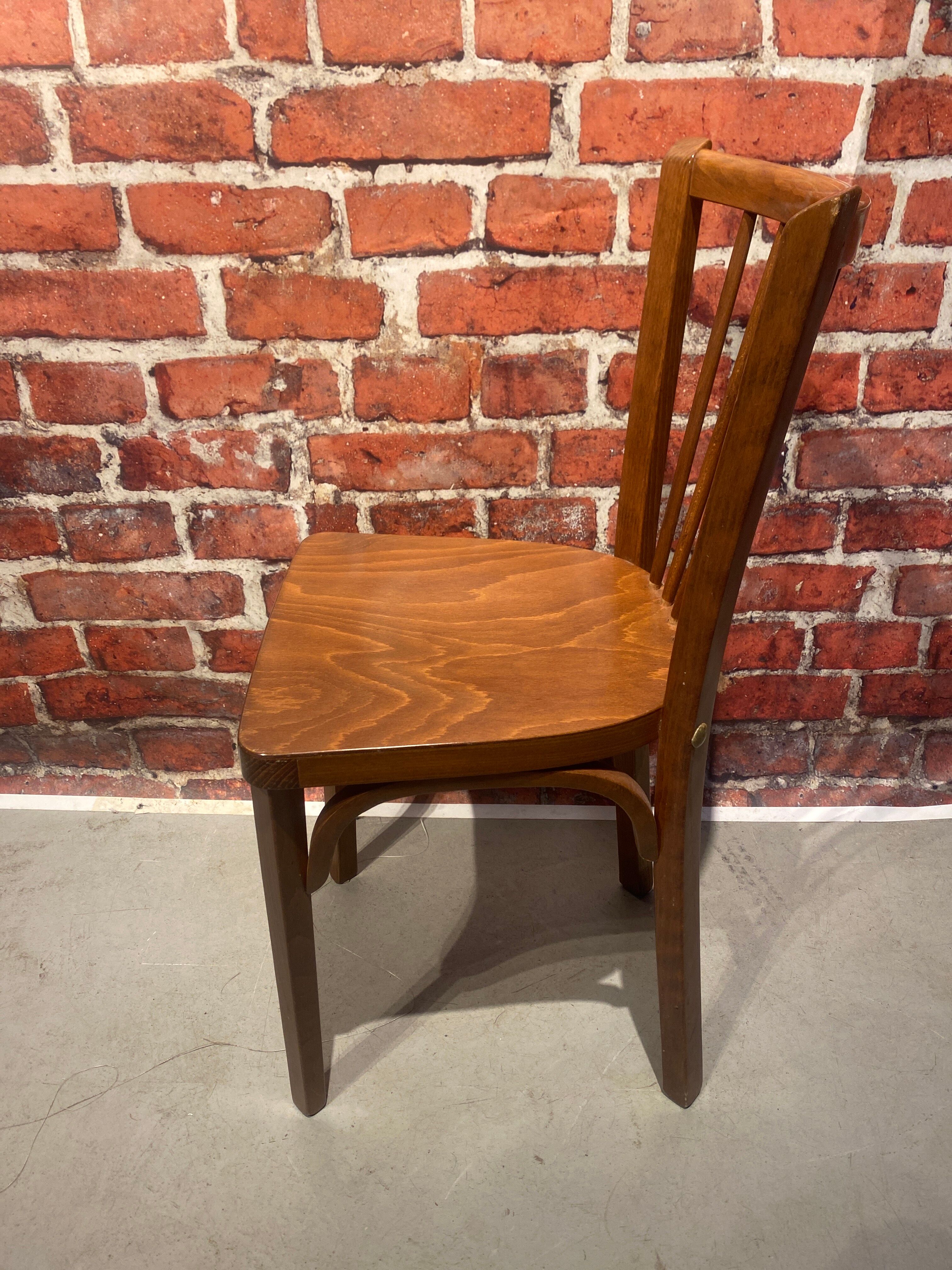 Set of 4 varnished wood bistro chairs