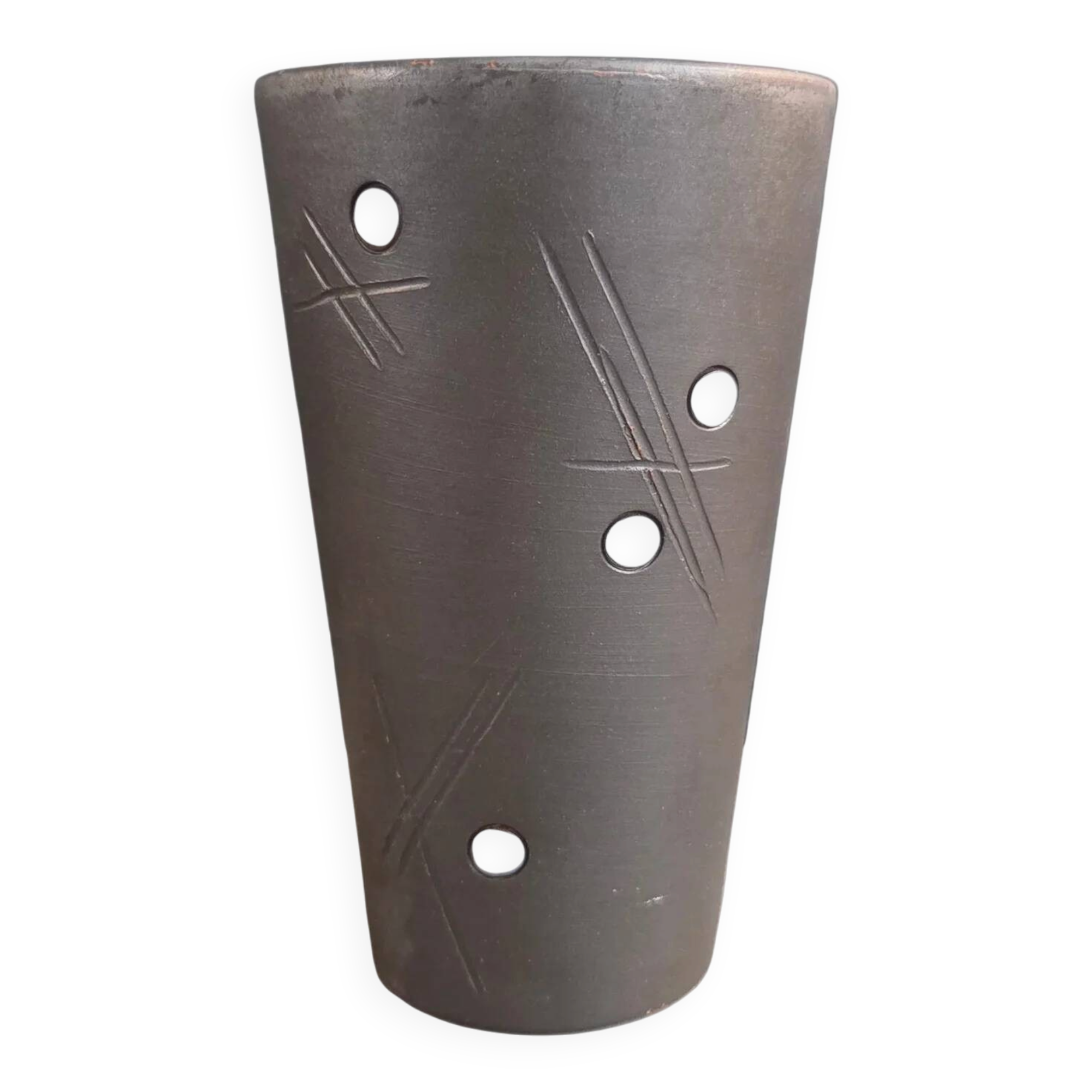 Matte brown handmade ceramic cup