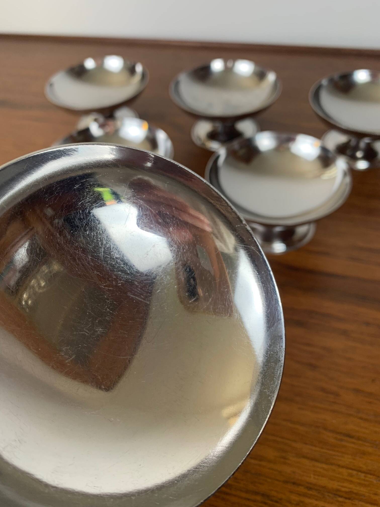 6 coupes à dessert en inox, 1970