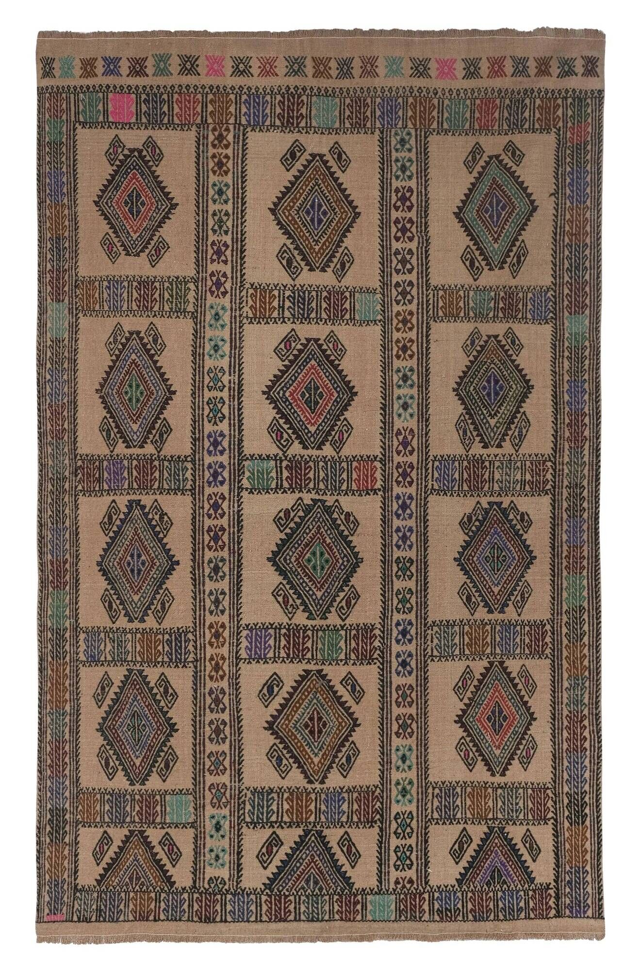 Vintage Turkish kilim, handwoven, 151x221 cm.