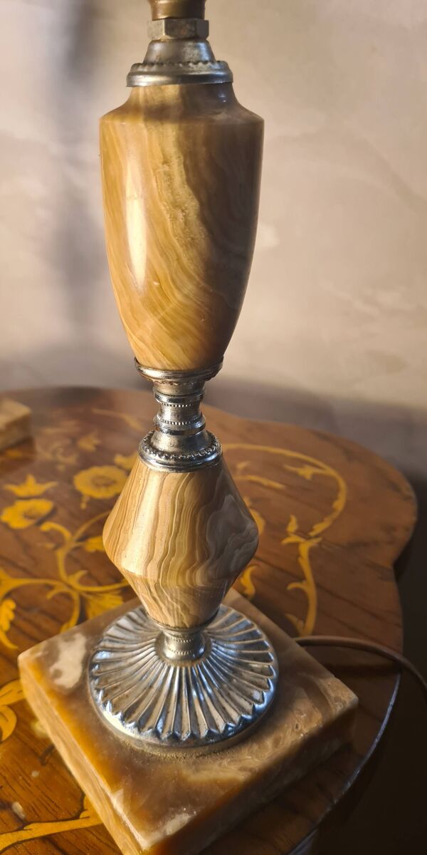 Paire de lampes de chevet  marbre classic 1970,abat jour neu elec ok 39x14