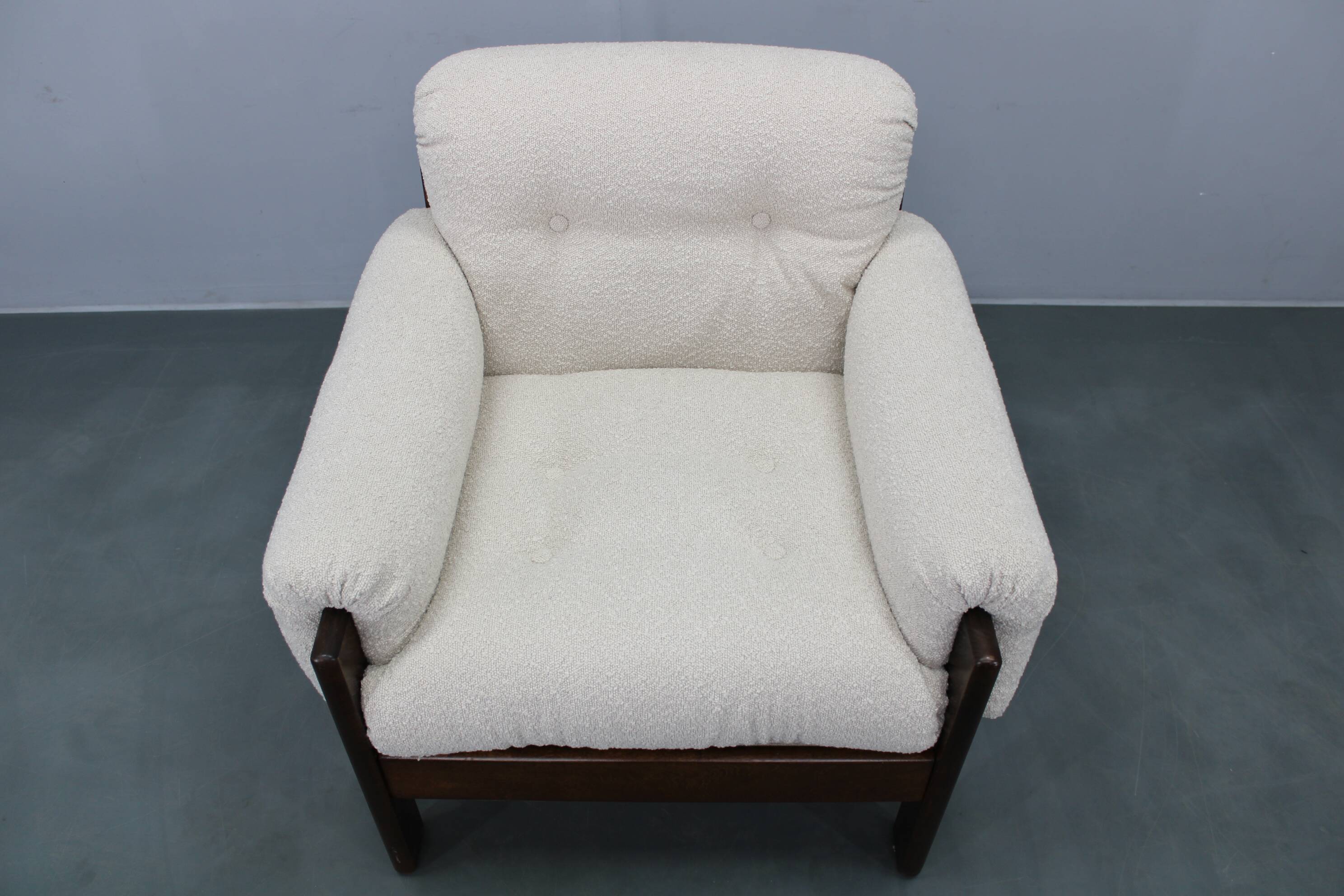 Mid-century restored bouclé armchair, Czechoslovakia 1970s