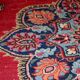 Tapis vintage fait main Kazvin en laine rouge vif (100cm x 144cm)