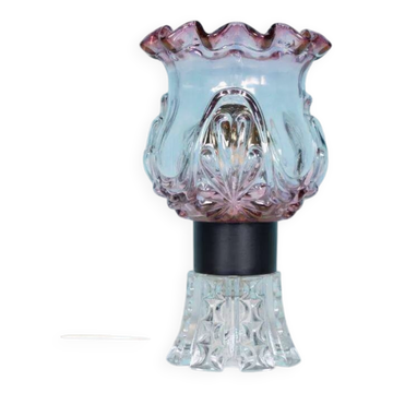 Vintage table lamp in Swedish coloured glass, glass table lamp.