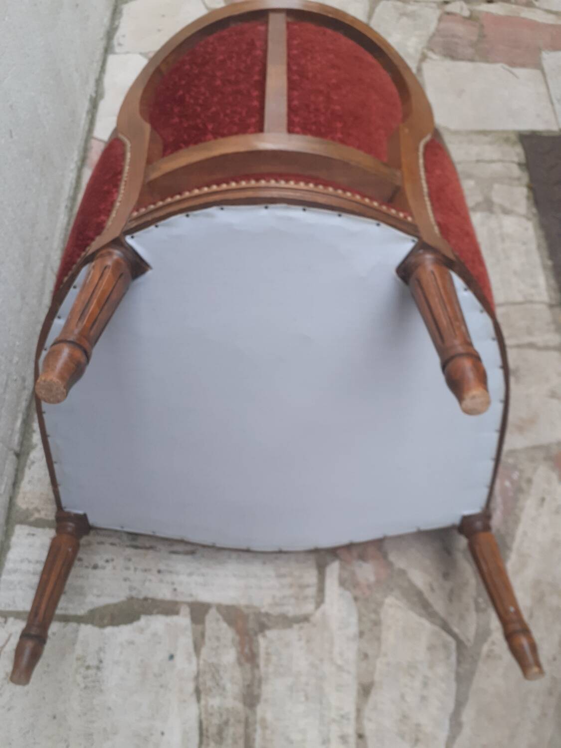 Lot 2 fauteuil voltaire médaillon bergère rouge bois sculpture